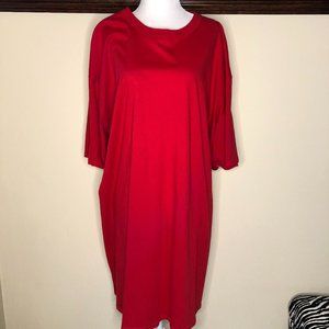 Boohoo Plus Oversized Coastal Cotton T-Shirt RED Dress Comfy Timeless Vacation
